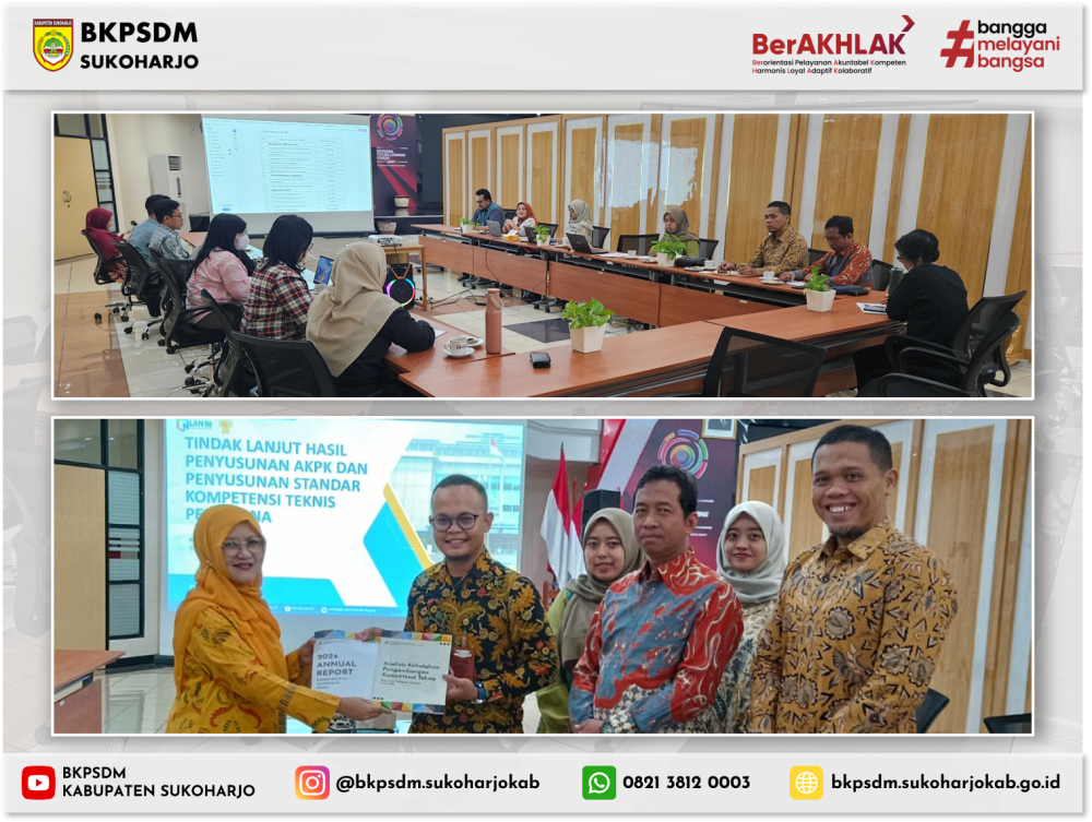 Penyerahan Dokumen AKPK 2025 dan Annual Report 2024 BKPSDM Kabupaten Sukoharjo kepada Pusbangkom TSK ASN LAN